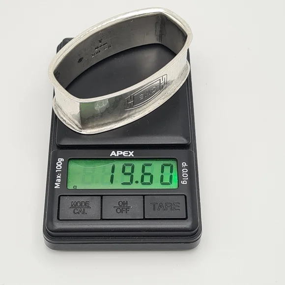 Wallace Oval Hammered Napkin Ring Sterling Silver Mono 180-5 Monogrammed "CWS" - Picture 7 of 10